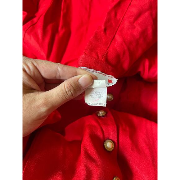 Vintage Scarlett red ribbon detail with pearl button‎ midi dress size large - Picture 8 of 8